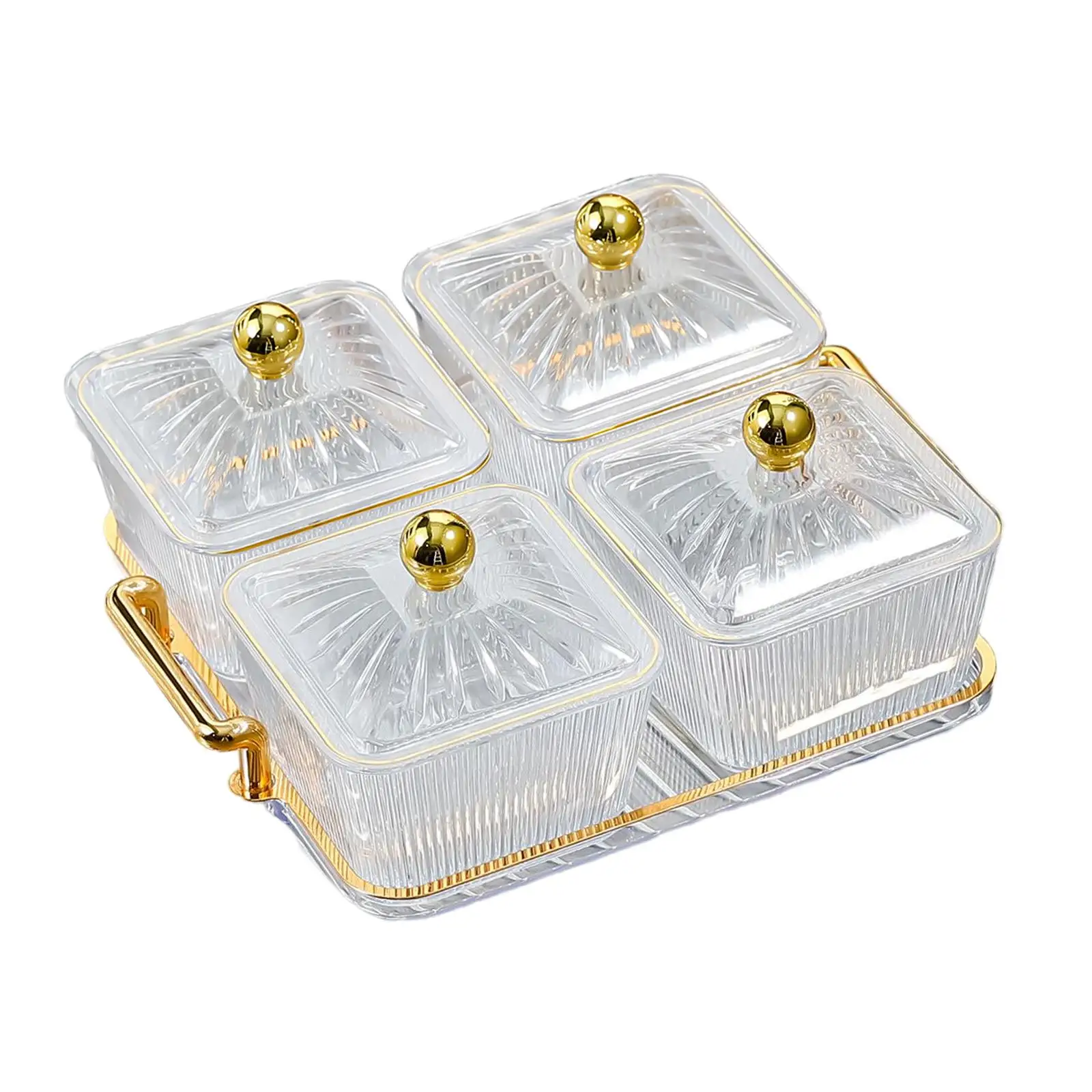 Luxury Appetizer Serving Tray Divided with Lids Condiment Tray for Home Nut