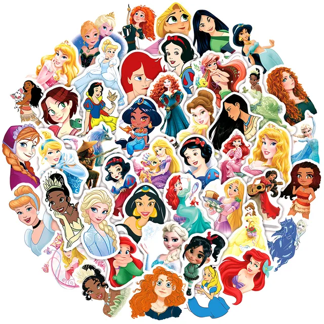 8/16sheets Make a Face Disney Princess Stickers Snow White Cinderella  Sticker Car Diary Scrapbooking Wall Suitcase Girls Decals - AliExpress