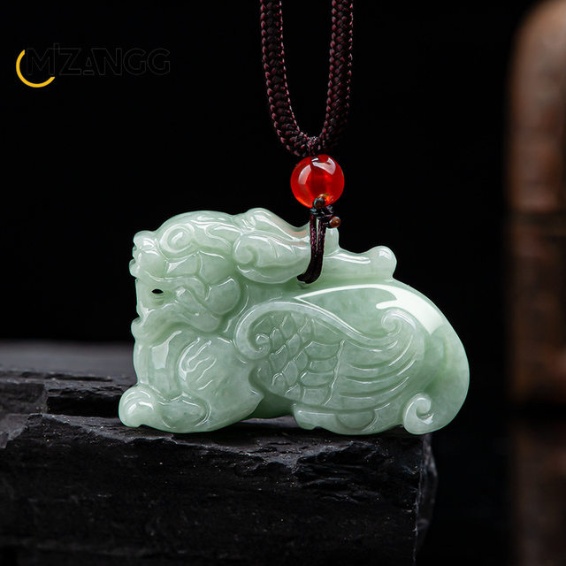 Certified Hand Carved Icy Green Natural Myanmar Burma Grade cheapest A Jade jadeite Dragon Pi Xiu Pendant Necklace