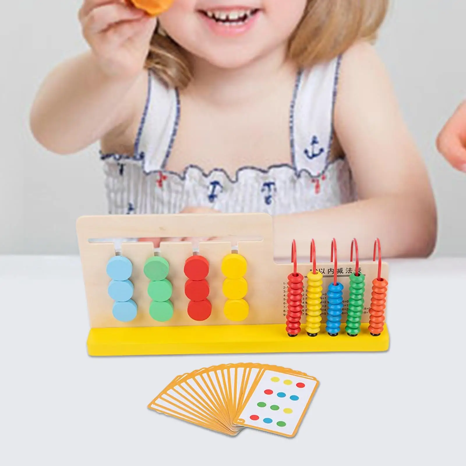 Wood Sliding Puzzle Colorful Bead Frame Abacus Shape Sorter Early Educational Montessori 5 Rows Wooden Frame Abacus Boys Girls