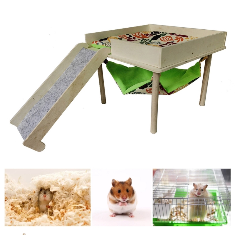 Title 2, Natural Wood Hamster Climbing Platform with Ham...