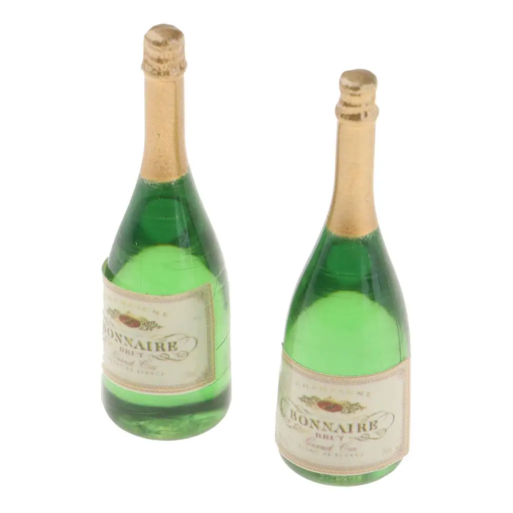 Handcrafts Miniature Food Toy Groceries Model Drink Wine Champagne Bottles For 1/12 Dolls House Dining Room Accessory 2 Pieces