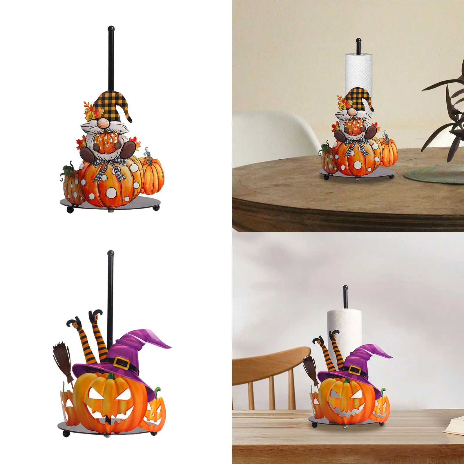 Halloween Paper Towel Holder Stand Free Standing Tissue Roll Dispenser for Party Dining Table Restroom Farmhouse Countertop