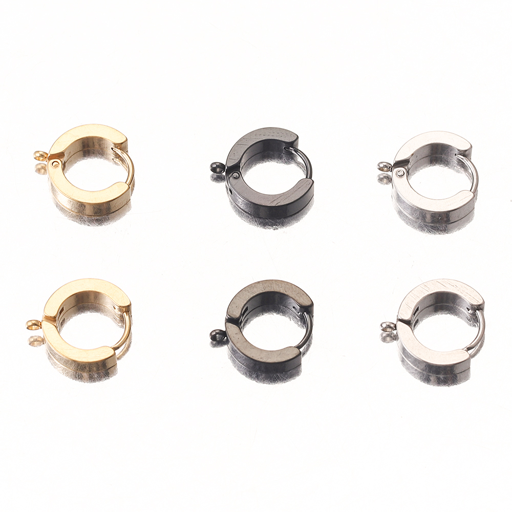 10 stücke 13*15mm Gold-Platte Edelstahl Ohrringe Haken Schwarz Verschlüsse für Schmuck Machen Lieferungen Frauen DIY Großhandel Zubehör – Detail 3