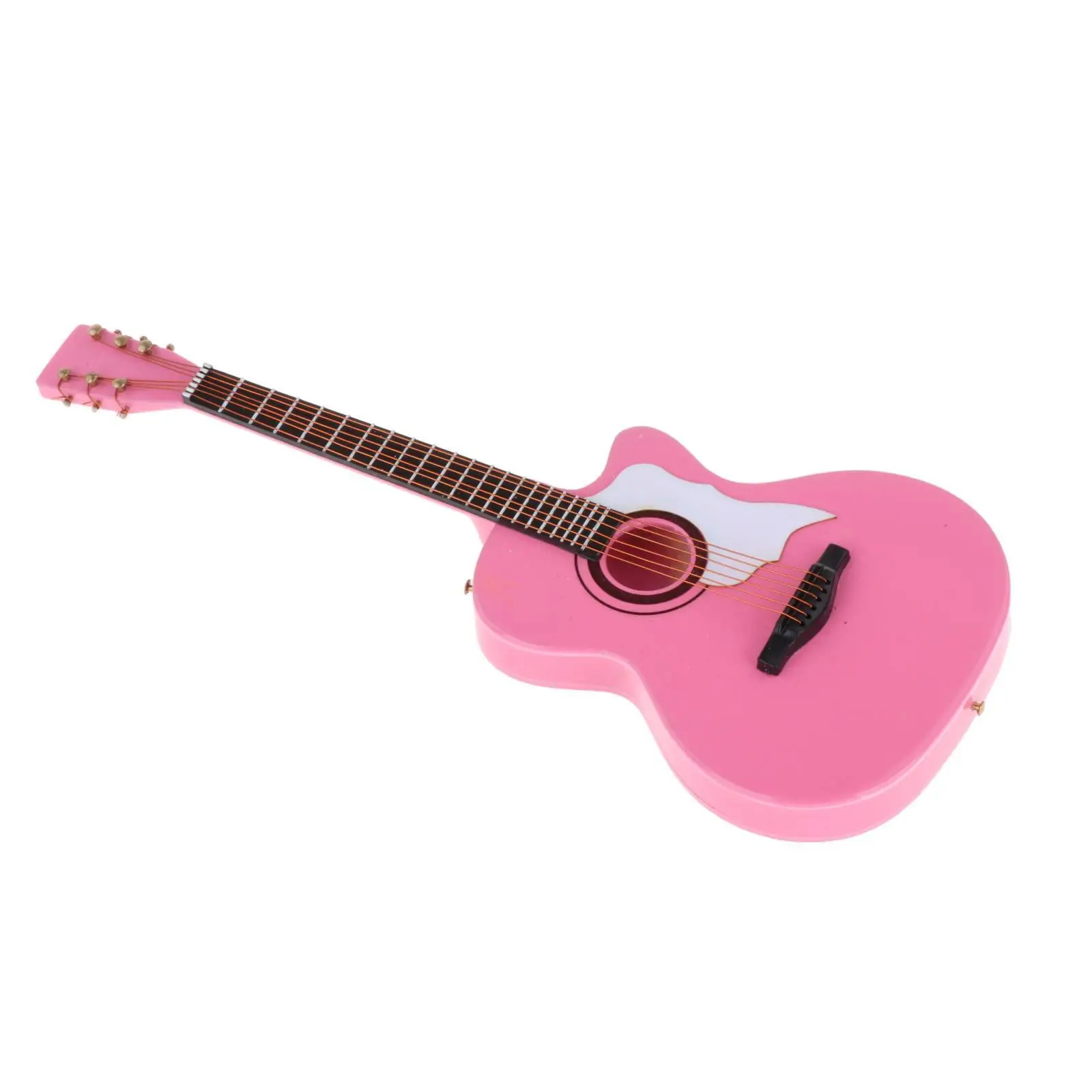 Simulation Classical Guitar Model Pink with Display Stand 1/6 Wooden Decoration Life Scene Supplies Scenery with Bracket
