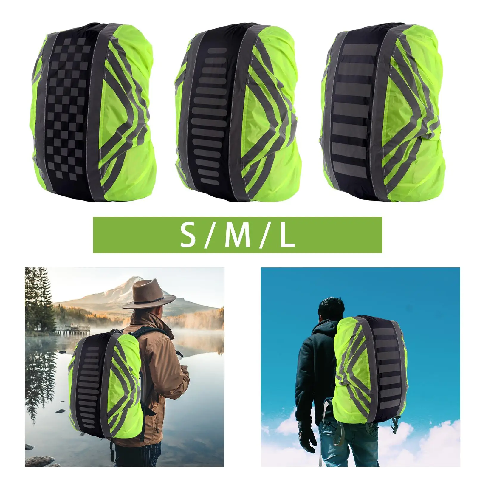 Backpack Rain Cover Waterproof High Visibility with Reflective Strip Rucksack Covers for Camping Traveling Outdoor Activities