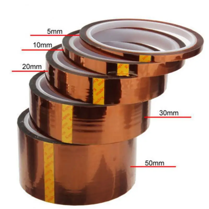 1PC Self Adhesive Tape 30M High Temperature Resistant Tape Electronics Industry Welding Polyimide Capton Insulating Tape 12 Size Silicone Sealant