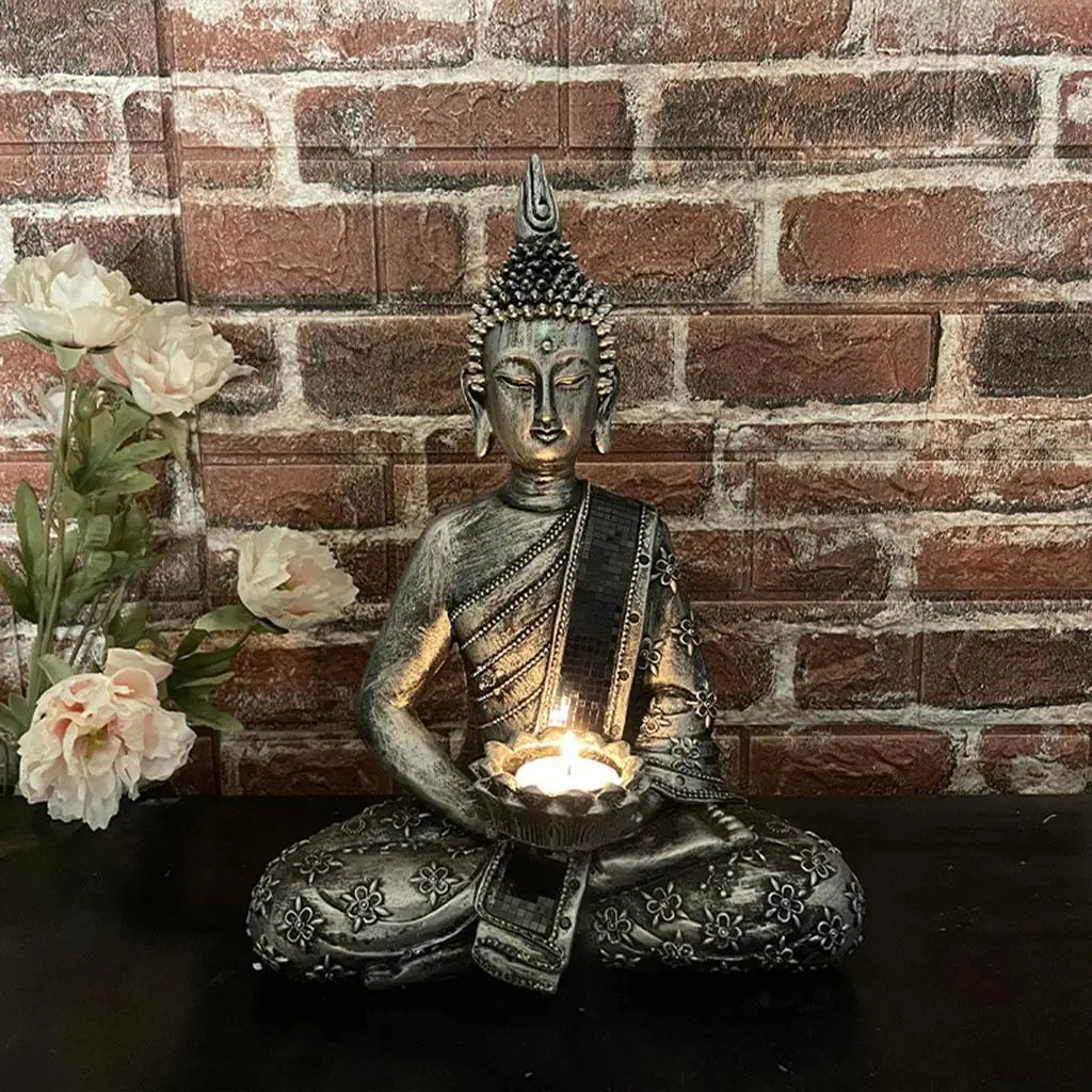 Buddha Tealight Holder Sculpture Scented Candle Holder Home Patio Decoration