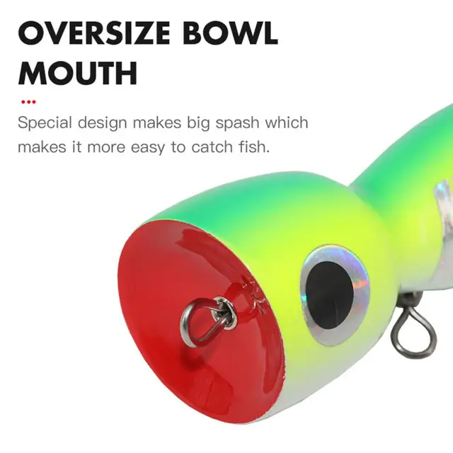 17cm/80g Oversize Bowl Mouth Colorful Painting Lure Bait 3D Big Eyes Sea  Fishing Wooden Popper Fake Bait Fishing Supplies - AliExpress