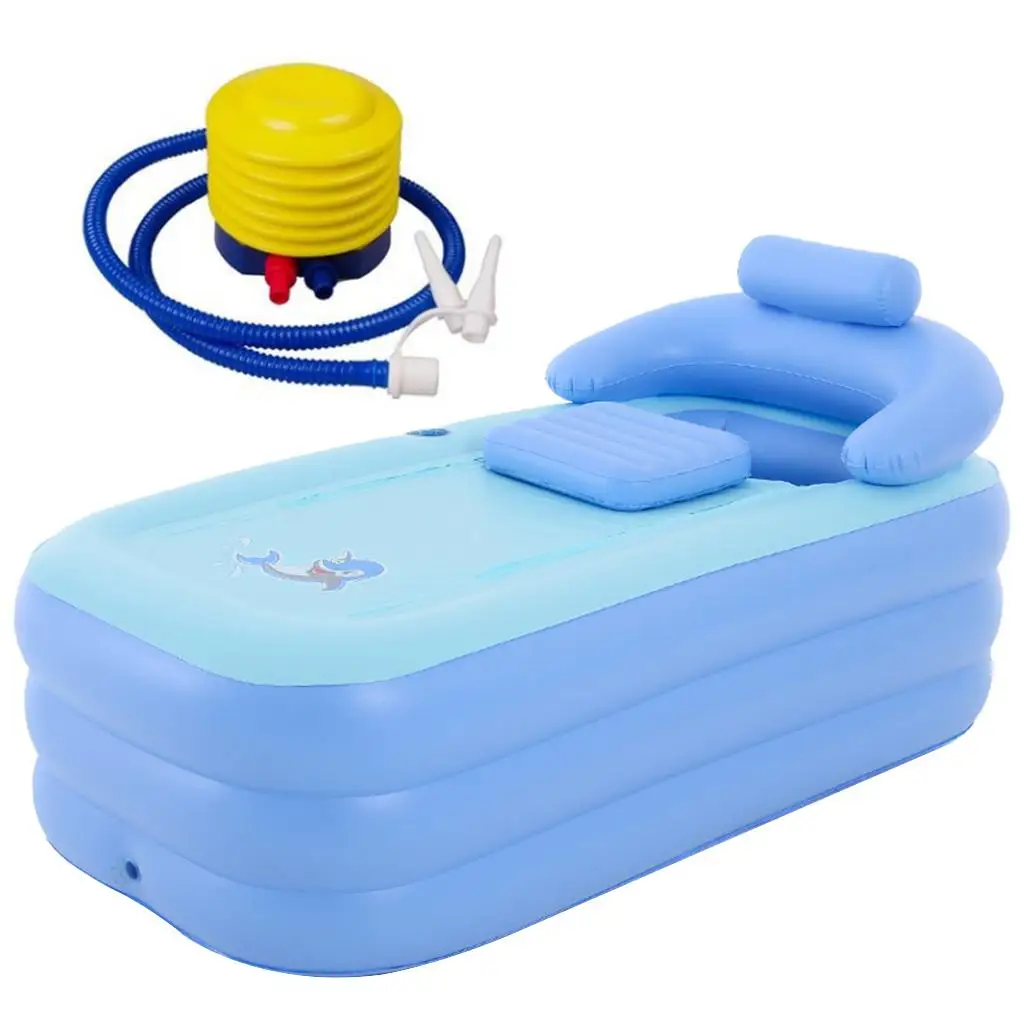 Inflatable Bathtub Home Bath Tub 63`` W/ Cup Holder Shower Pool