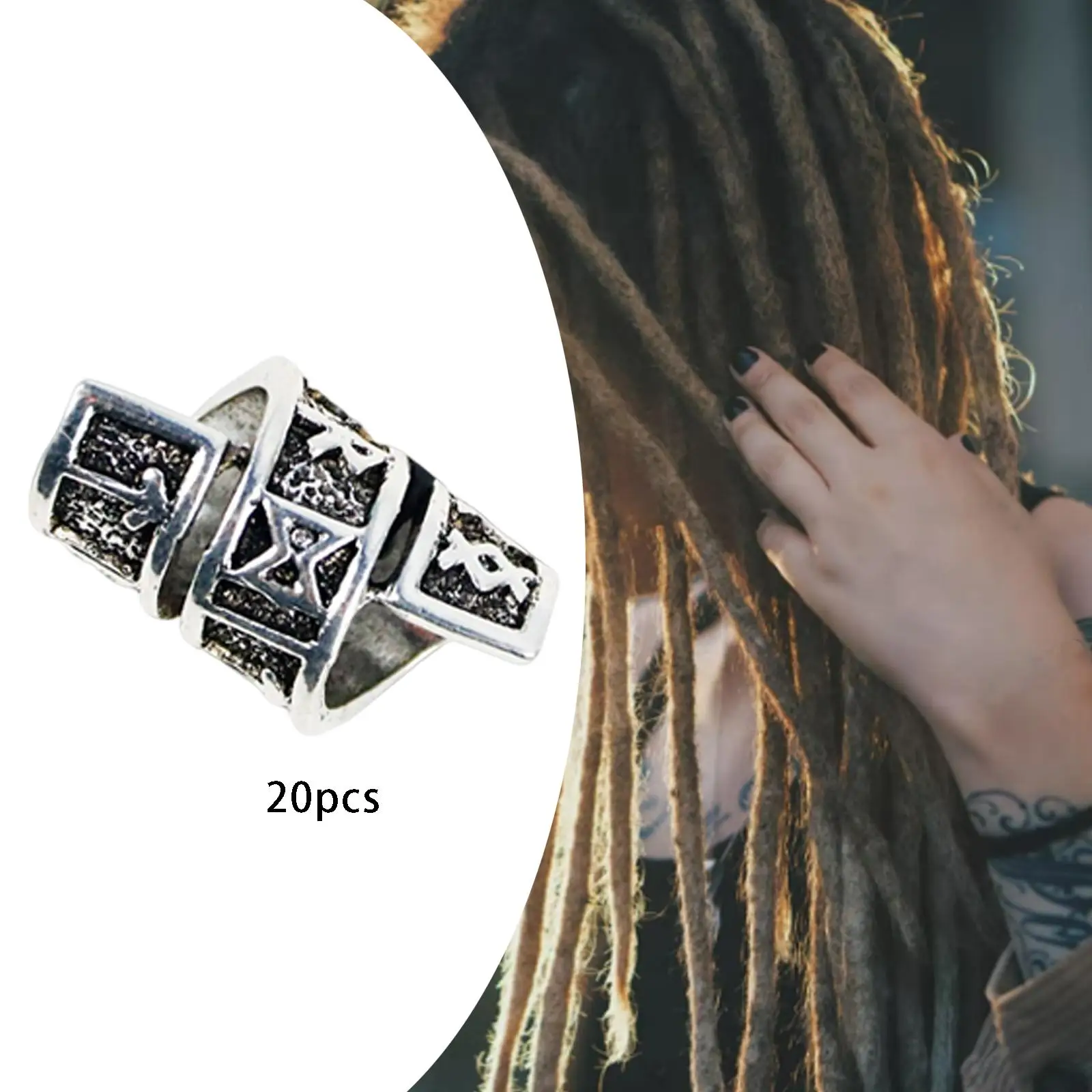 20 Pieces Beard Beads Hair Beads Runes Alloy Spiral Dreadlocks Beads for Braiding Hair Decoration Accessories Jewelry