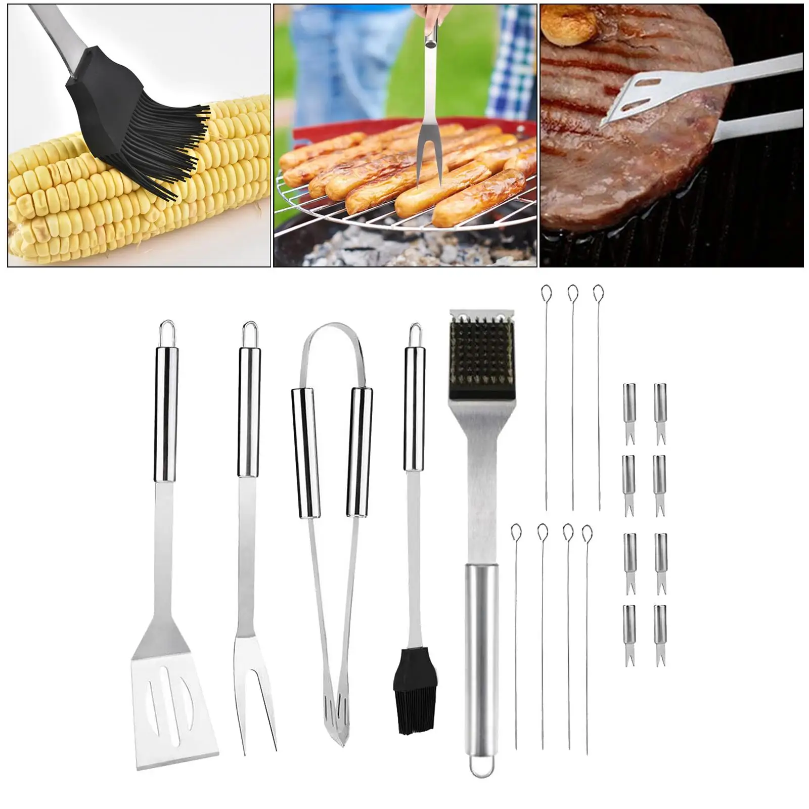  Tool  Fork Skewers Barbecue Grilling in Portable Bag