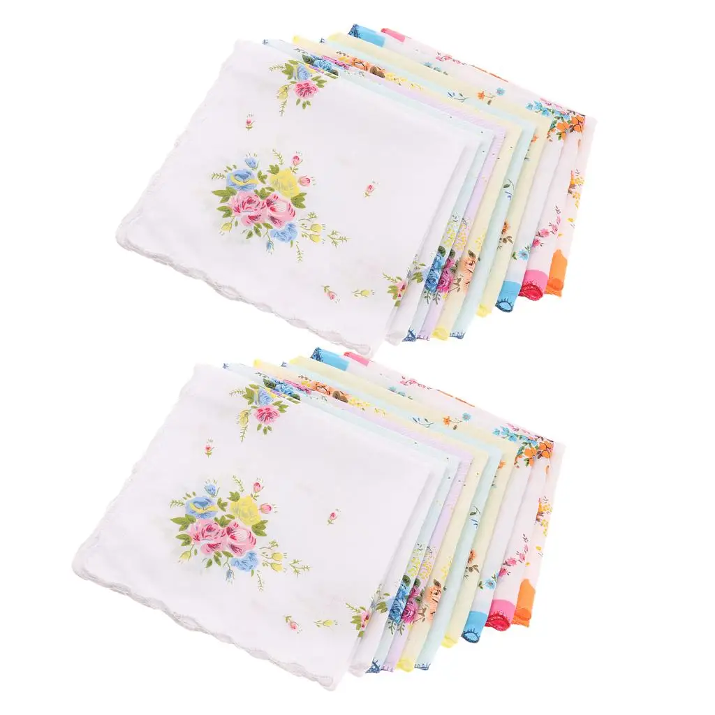20 Pieces Women`s Handkerchiefs   Cotton Cloth Handkerchiefs Tissues for