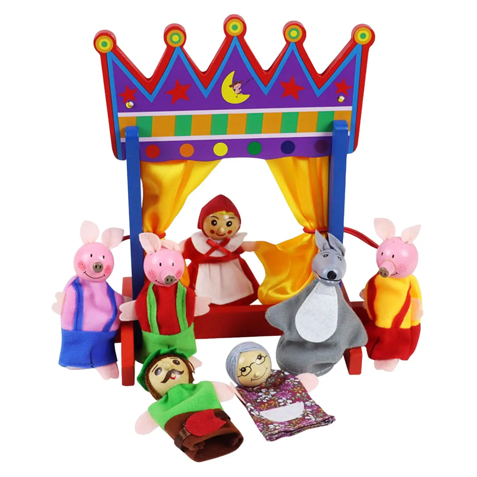 Simulation Mini Puppet Stand Set Decorations Finger Puppets for Preschool Role Play Games Activities Story Telling Girls Boys