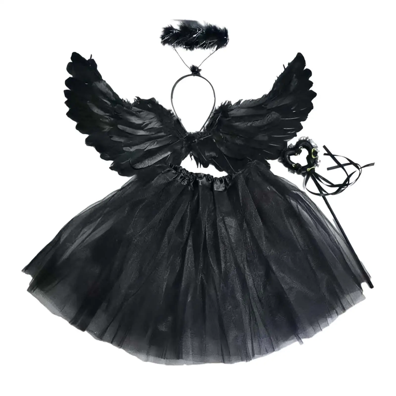 Girls Fairy Costume Angel Wing Costume Children Dress up Kids Cosplay for Festival Photo Props Halloween Party Stage Performance