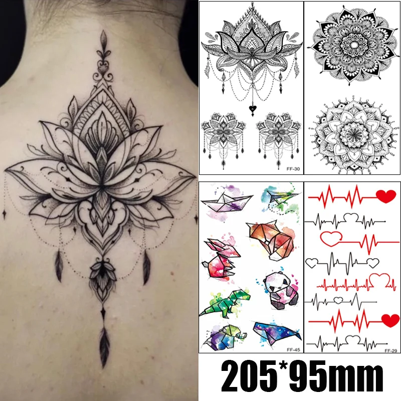 Best of 1PC Waterproof Temporary Tattoo Stickers Panda Wind Chimes Chest Lace Mandala Tattoos Flower Body Art Arm Fake Tatoo Women Men Reviews & Tips