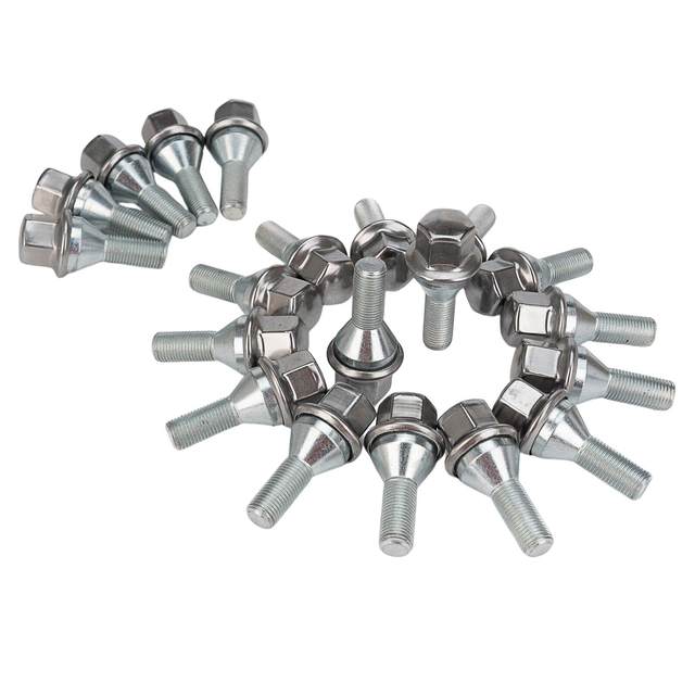 20 Schwarze Radschrauben Radbolzen Kegelbund M12x1,5 50mm BMW