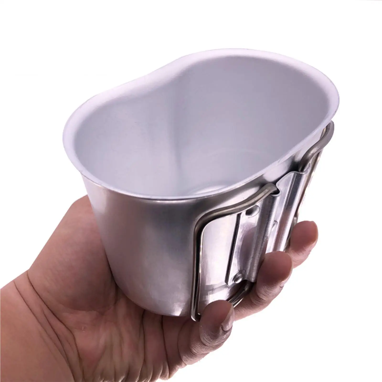 Multifunctional Camping Cookware Cup Lunchbox Foldable Handle Beer Mug Container 600ml Alloy for Hiking Outdoor Picnic Travel