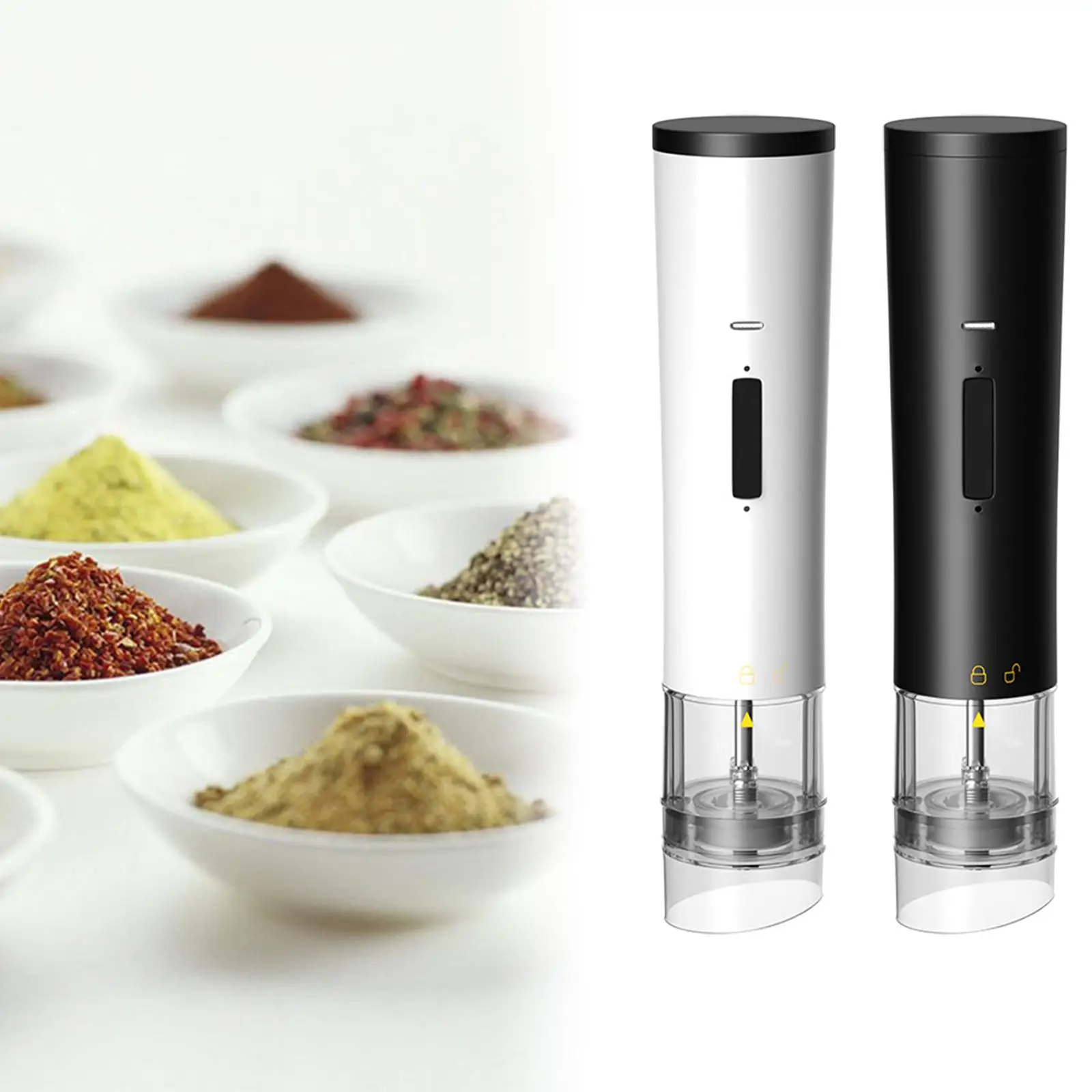 USB Rechargeable Automatic Salt Spice Grinder Pepper Mill Stainless Steel Seasoning Bottle for Kitchen Restaurant BBQ Accs Tools