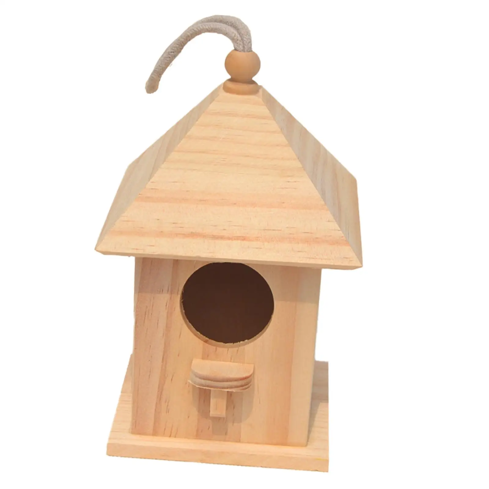 Wooden Birdhouse DIY Arts Crafts Decoration with Viewing Window Doodle Wood Paint Bird House for Yard Small Birds Children Adult