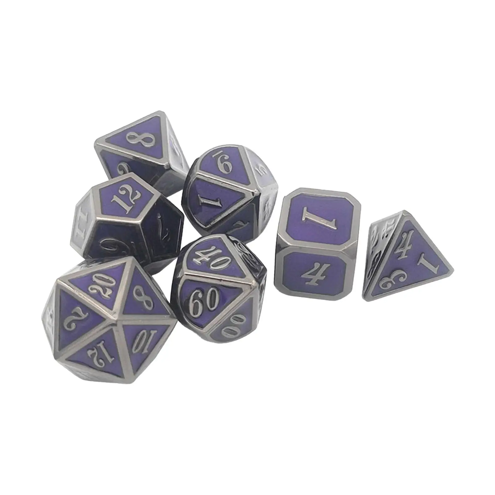 Metal Polyhedral Dice 7Pcs Set Handmade Versatile Reusable Smooth Surface Aluminum Alloy Accessory for Interactive Games