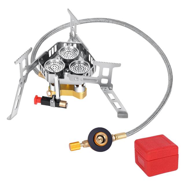 Folding Camping Gas Stove Windproof with Piezo Ignition Backpacking Stove Camp