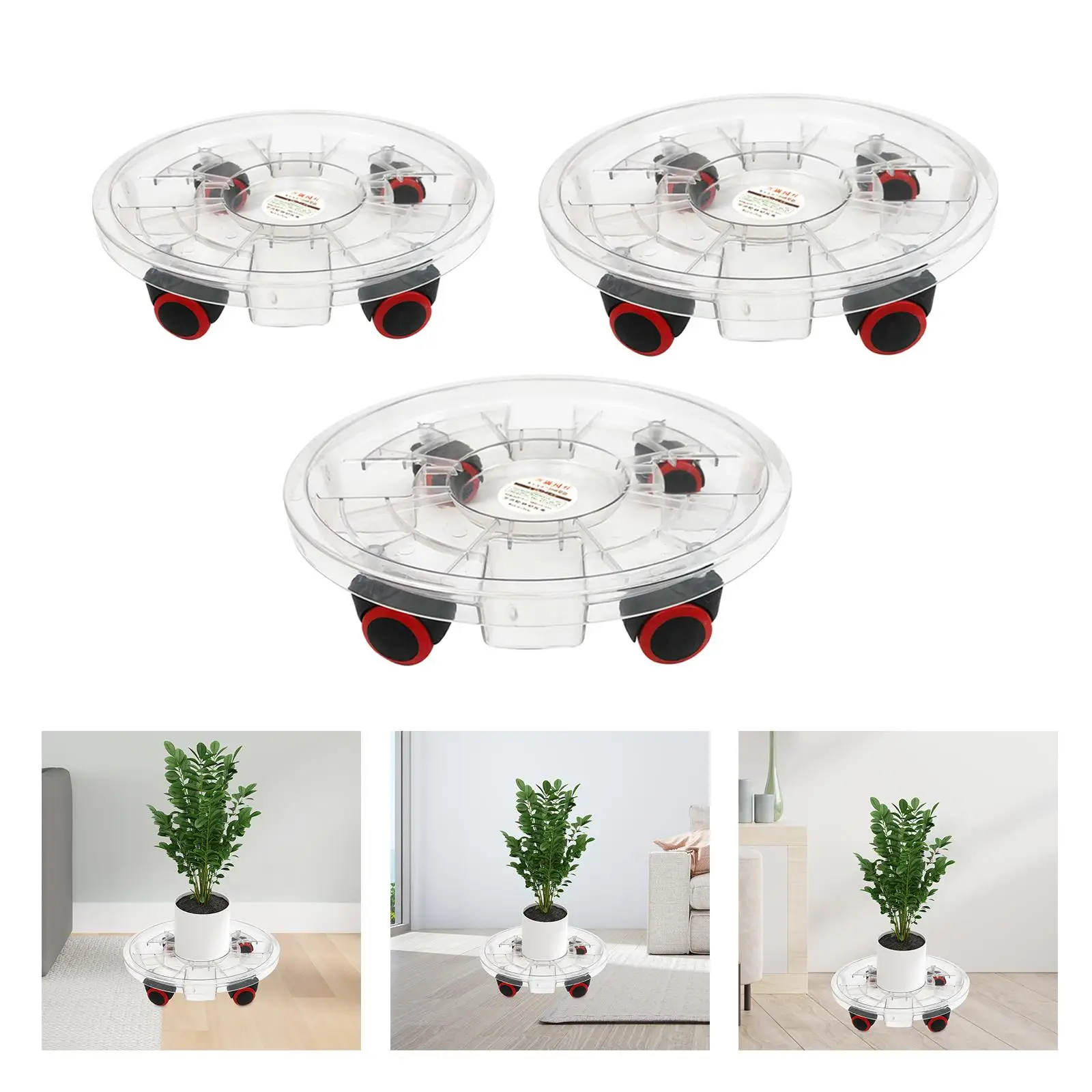 Large Plant Caddy Plant Roller Base Pot Movers Planter Tray Coaster Plant Dolly with Casters for Indoor Patio Garden Outdoor