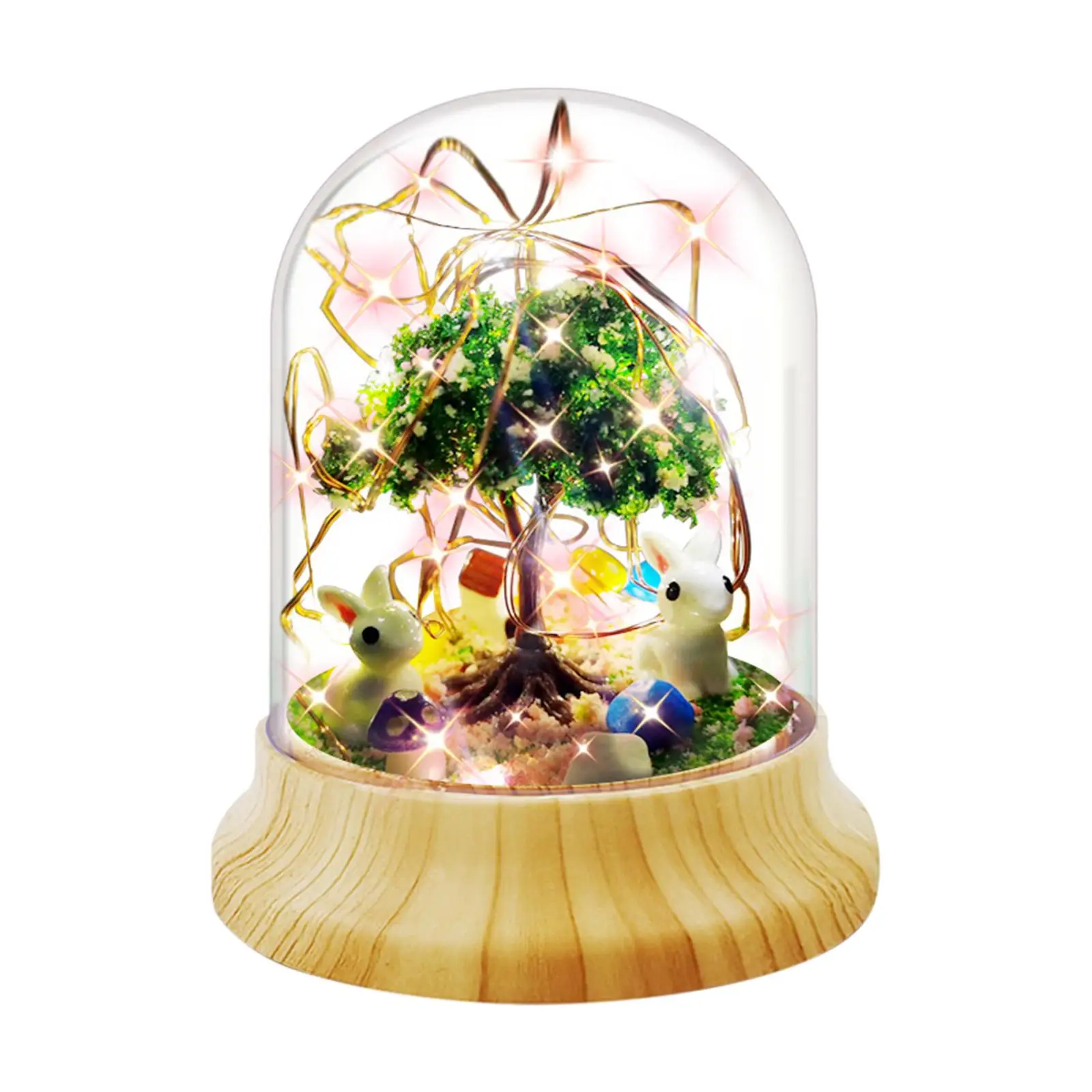 DIY Rabbit Night Light Materials Bunny Lamp Ornament Bedside Lamp Micro Landscape for Party Living Room Desktop Decor