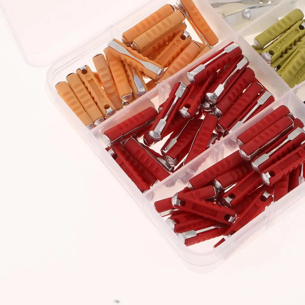 200Pcs European Car Fuses, Torpedo Type Assortment Kit with Plastic Box for Classic Old Style Cars 5A-30A