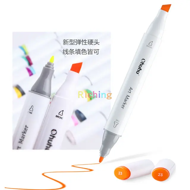 Ohuhu Illustration Marker 24 48 72 120 Colors Brush Type with Blender Pen &  Carrying Case,Highly Durable and Resilient Brush Nib - AliExpress