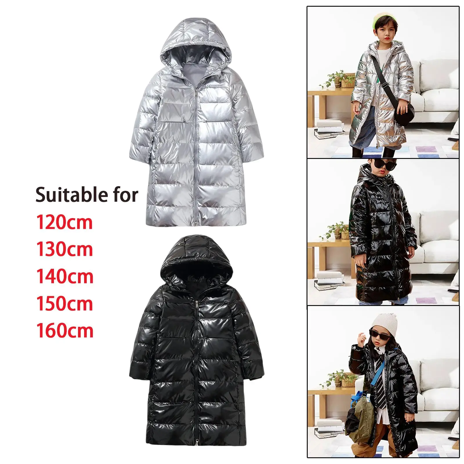 Children Long Jacket Waterproof Soft Convenience Bright Down for Kids Winter