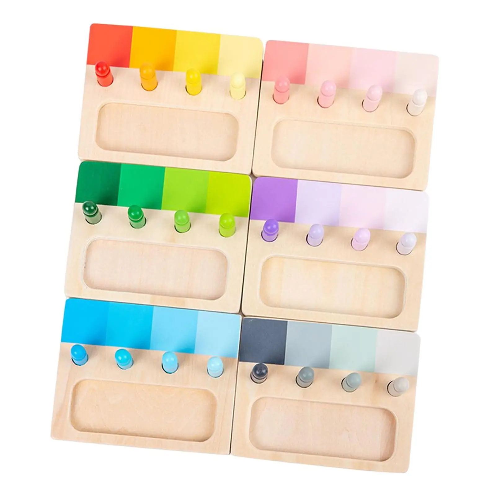 6 Pieces Educational Color Matching Toy Devlopment Toy Wood Color palette for Game
