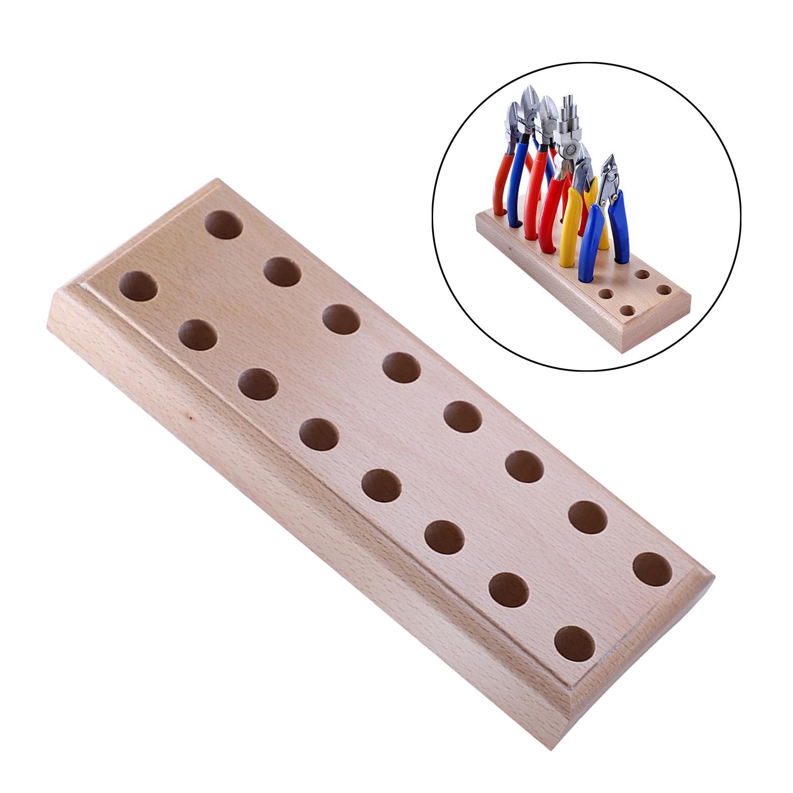 16 Holes Wood Plier Block Desktop Base Stand Tool Storage Wood Pallet Jewelry Making Supplies DIY Crafting Beading Accs