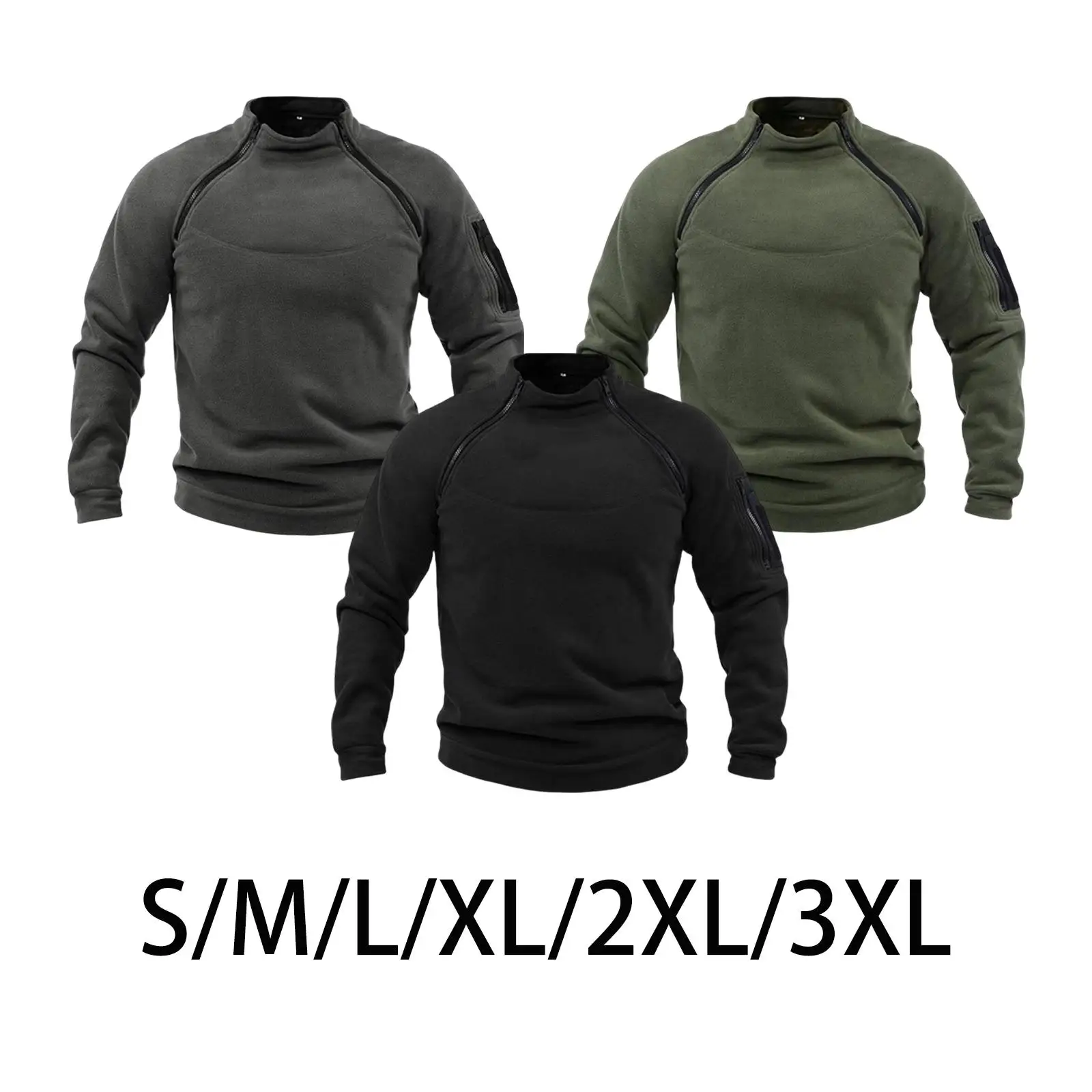 Men Jacket Zipper Pullover Casual Autumn Winter Breathable Sweatshirt Warm Coat Long Sleeve for Cycling Fishing Travel