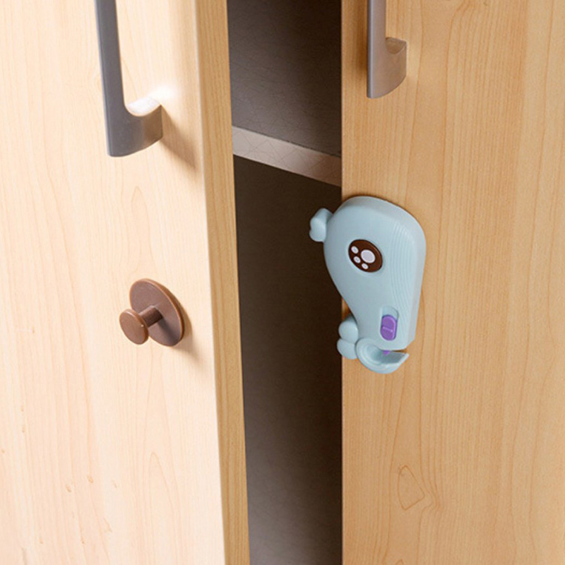 Nombre 2, 1PCS Baby Sicherheit Schrank Türschloss Anti-Offen Kühlschrank Schublade Cartoons Whale Sicherheit Schlösser Kind Schutz Sicherheit Buc