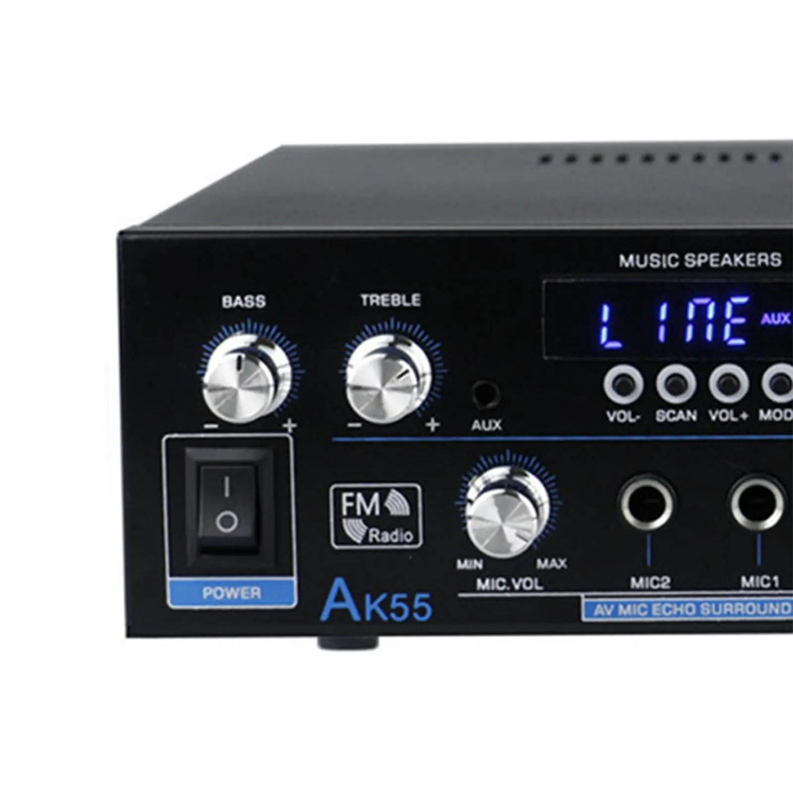 AK-55 Amplifier Echo Reverb Delay for Store Home Theater USB BT FM AUX Mic 2.0 Channel Sound Amplifier Speaker Amplifier US