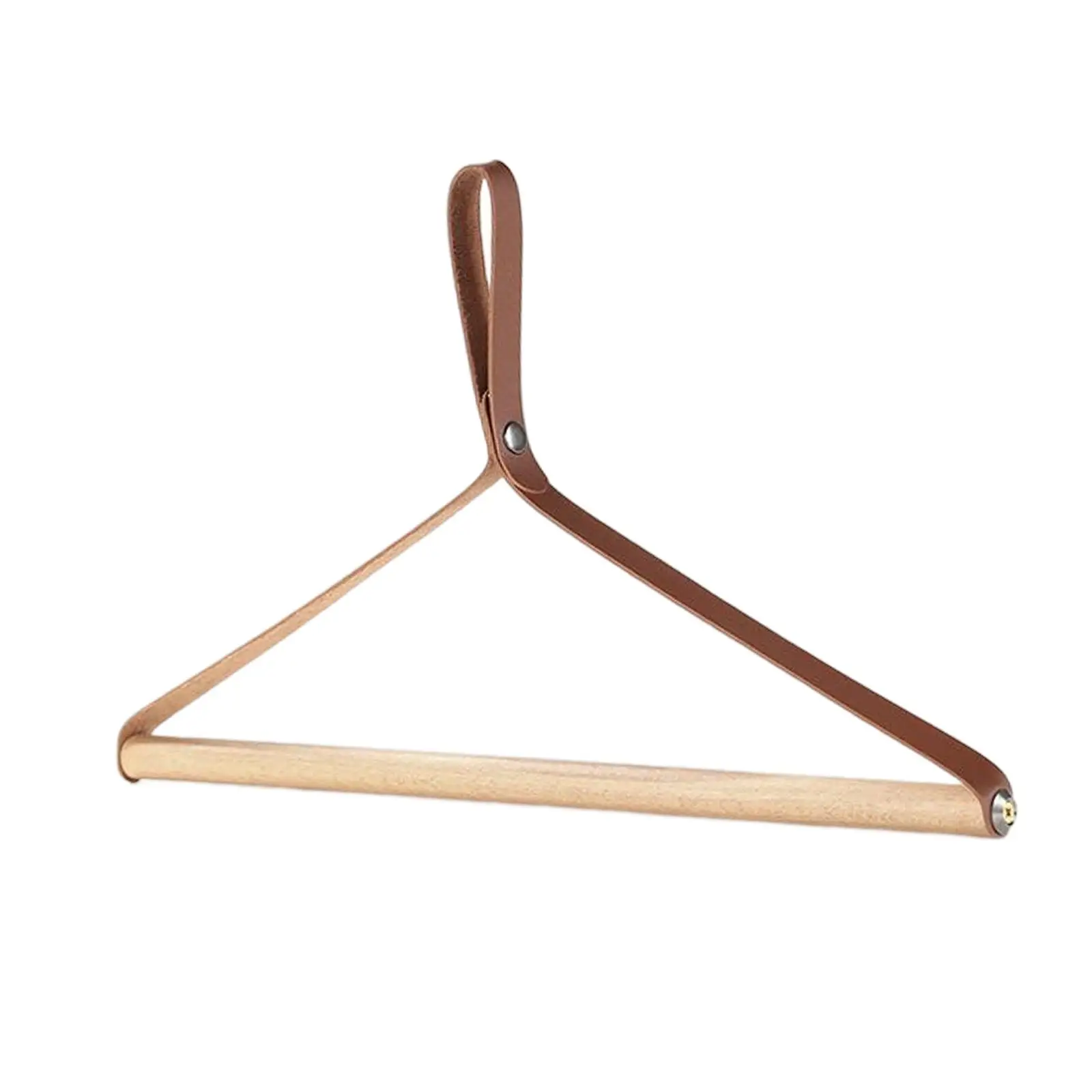 Wooden Folding Hanger Clothing Drying Rack Coat Hanger Lightweight Foldable PU Leather Hanger for Camping Indoor Outdoor Travel