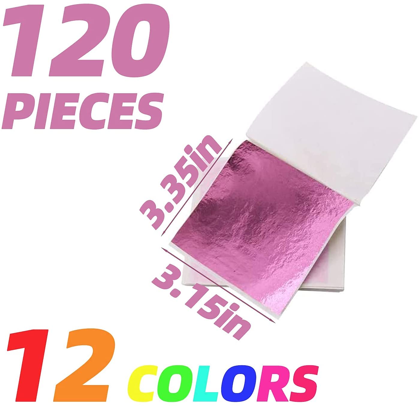 12 Farben Blattgoldbögen, 120 Stück pro Packung für DIY-Kunstdekoration, Nagelkunst, Kunsthandwerk, Bronzing, Möbel, Malerei, Kunstharz, Basteln – Detail 3