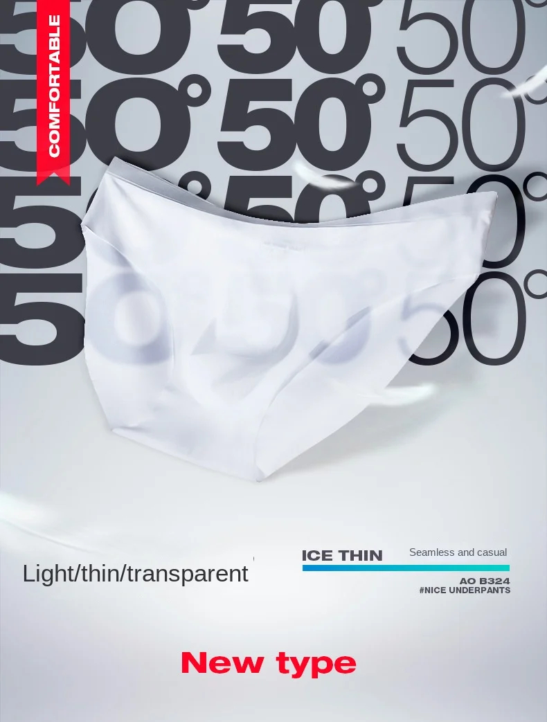 4PCS Men Transparent Underwear Briefs Ice Silk Ultra Thin Panties