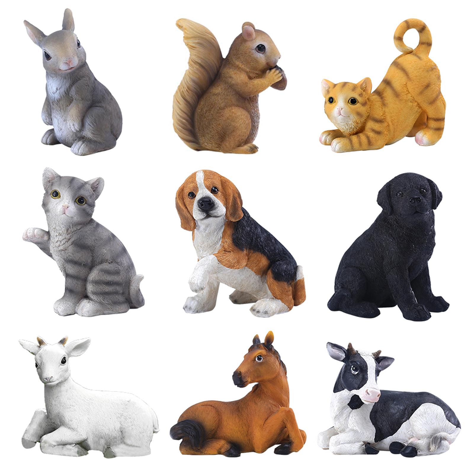 Animal Figurines Garden Ornament Art Decor Photo Props Sculpture for Yard House Patio