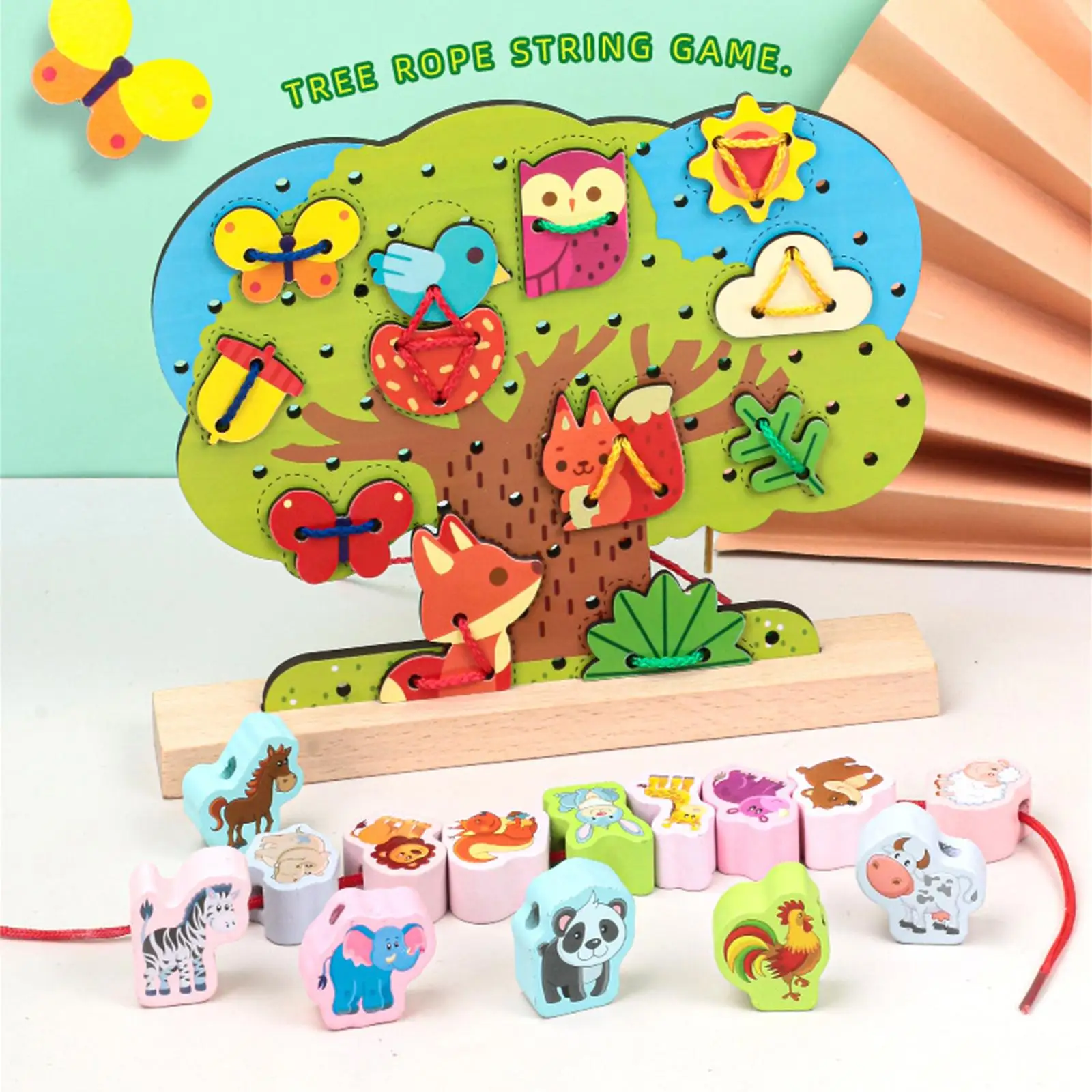Wooden   Skill Preschool Activity Threading Toys, for  Toddlers Age 3 4 5  Birthday Gifts