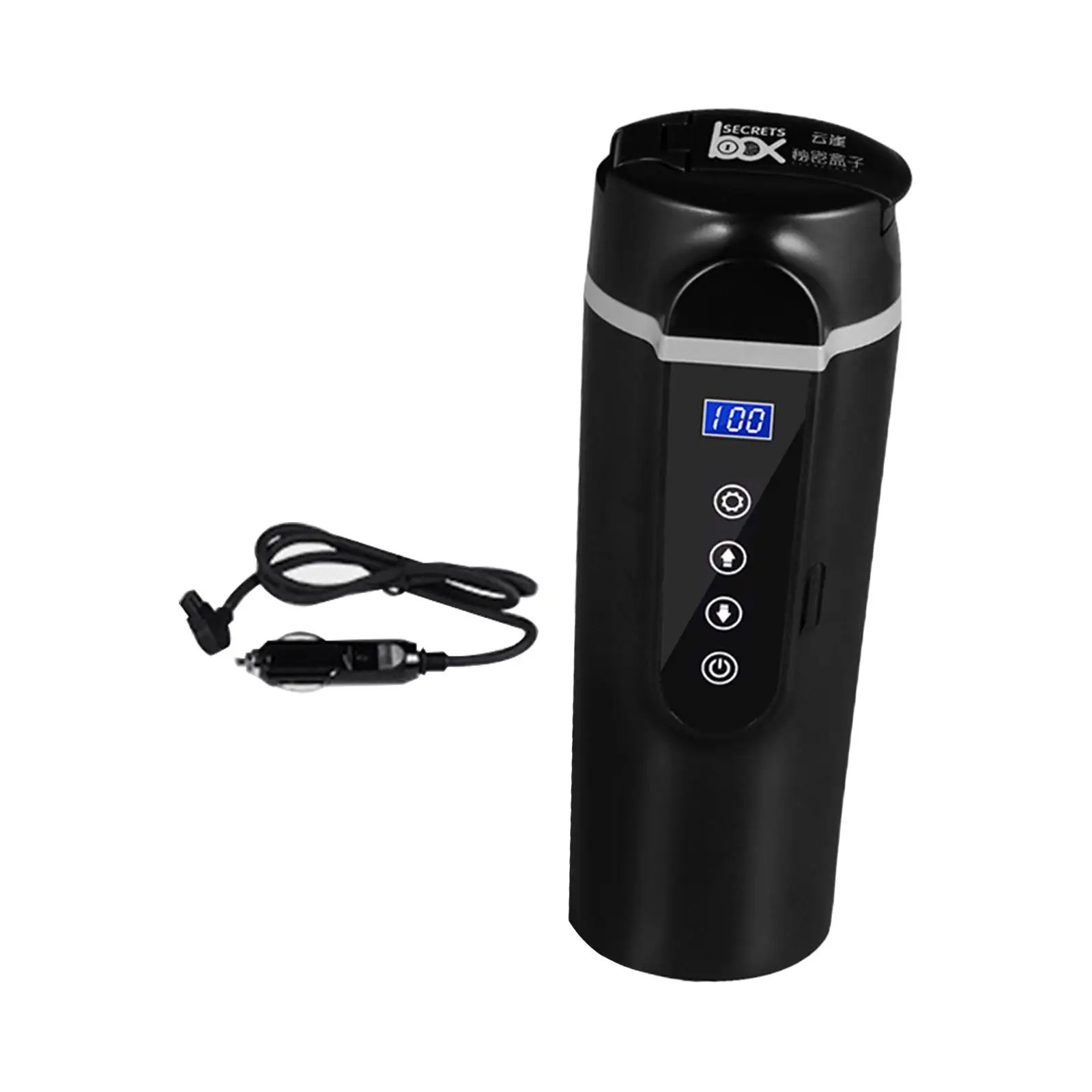 Travel Coffee Mug Water Boiler Smart LED Display 24V/12V Car Traveling Kettle for Vehicles Drivers Trip Camping Airplane