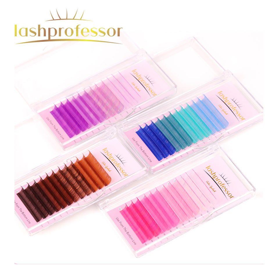 Best of Lashprofessor Mix Color Eyelash Extension Individual Faux Mink Gradient Red Brown Green Purple Pink Colored Lashes Makeup Supply Reviews & Tips