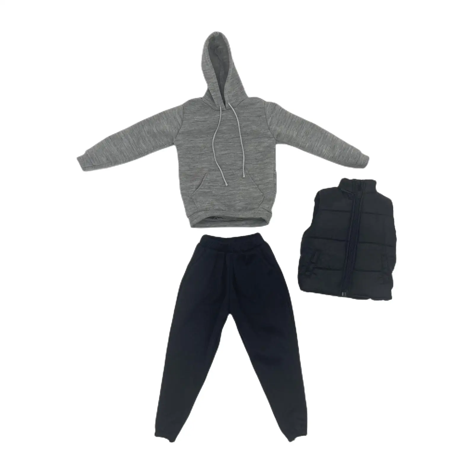 3 Pieces 1:6`s Clothes Includes Waistcoat, Top Hoodie and Pants for 12`` Action Figures Accessories