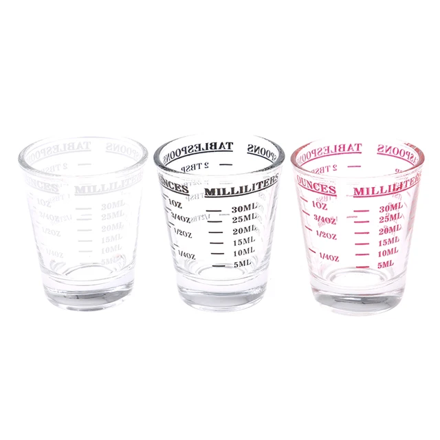 DS. Distinctive Style 30/60/120 Milliliter Measuring Cup 2 Pieces Shot Glass Measuring Cup with 4 Kinds of Measuring Scale for Small Amount Liquid (