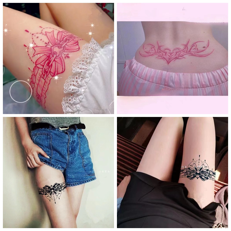 Best of Pink Lace Bowknot Temporary Tattoo Waterproof Girls Long-Lasting Fake Tattoo For Woman Sexy Tatuaz Thigh Arm Art Tattoo Adesivo Reviews & Tips