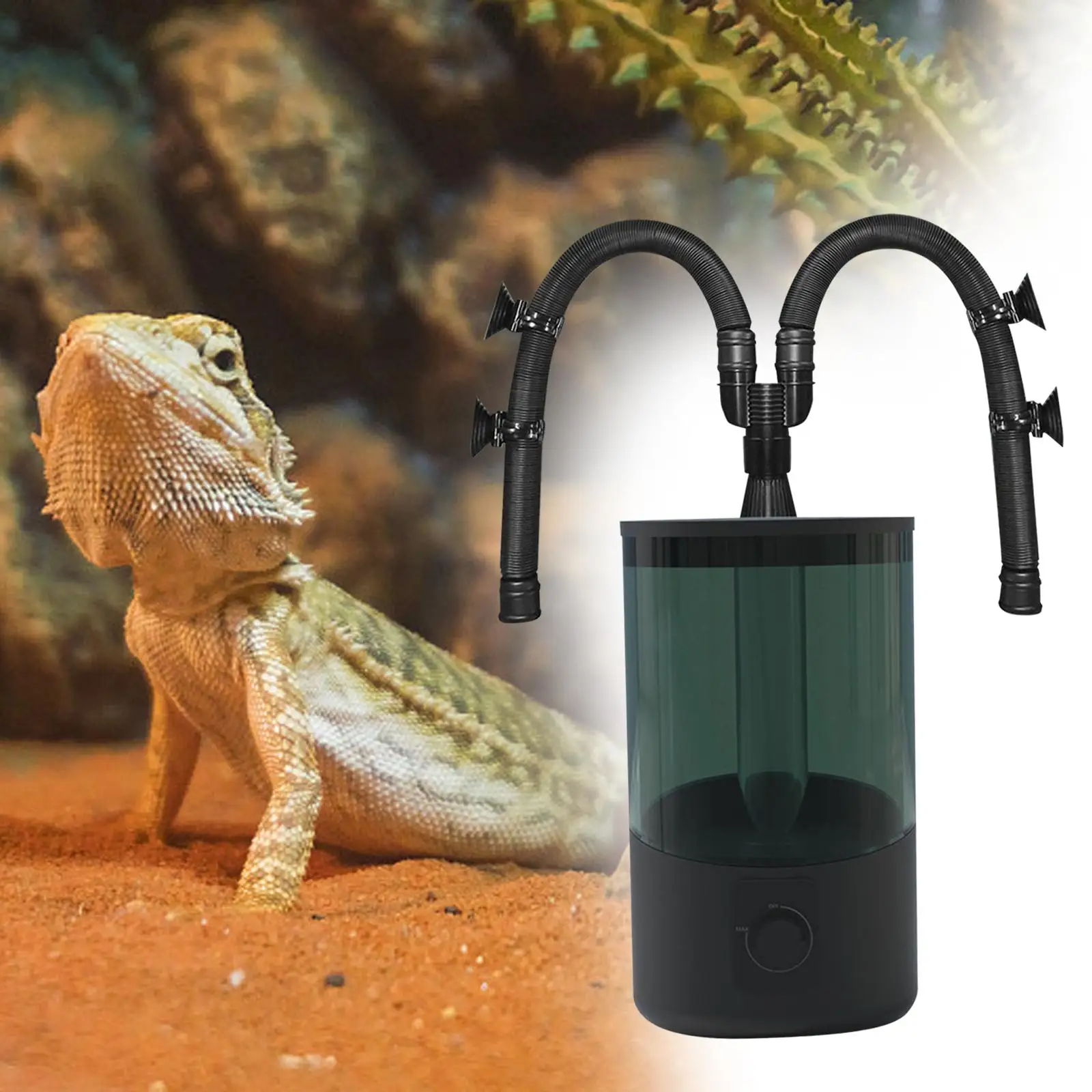 Reptile Humidifier Fogger Adjustable with Extension Hose Vivarium Mute Mister Sprayer for Amphibians Chameleon Accessories