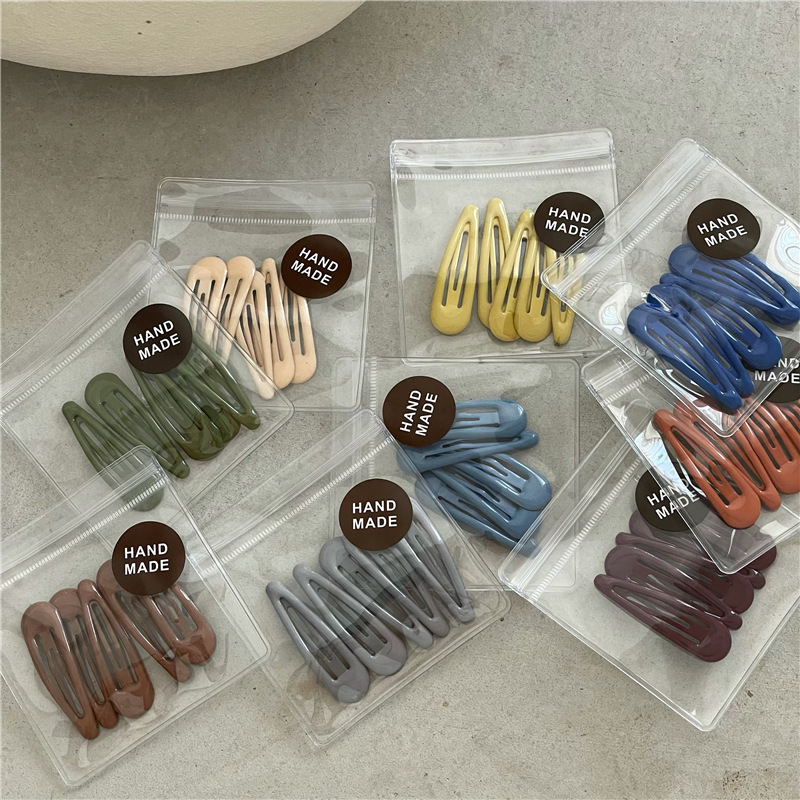 5 teile/paket Koreanische Einfarbig Wasser-tropfen Förmigen Haarnadeln Premium Legierung Bobby Pins Seite Haar Clips Einfache Spange Für frauen Mädchen – Detail 11