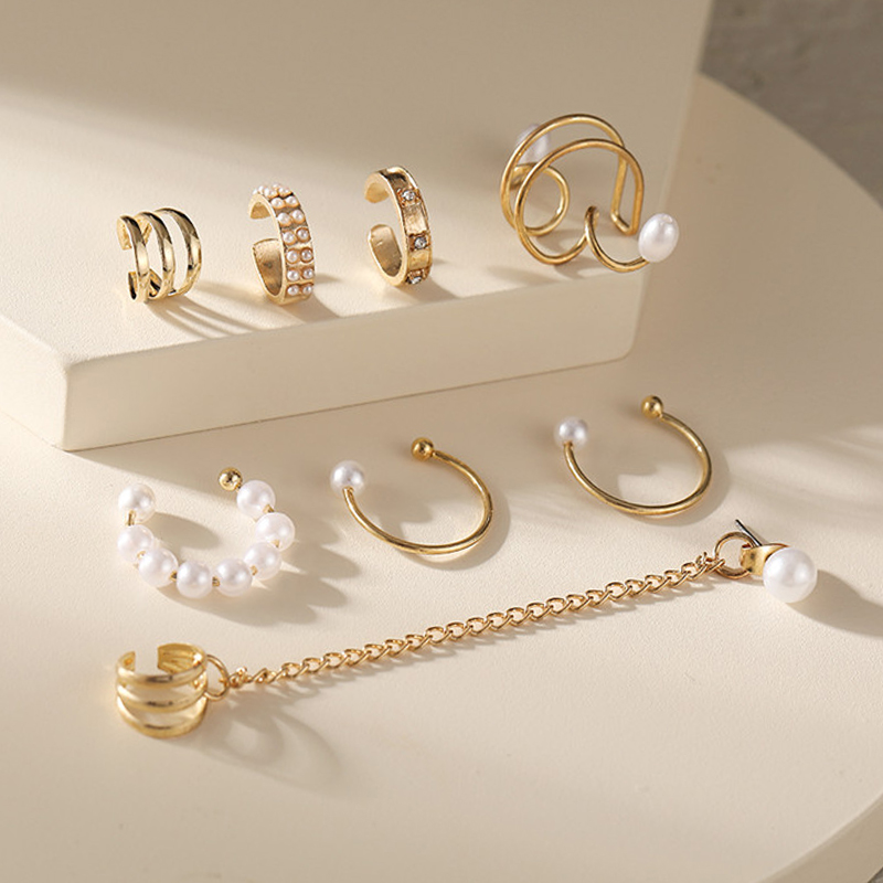 12PC Creative Gold Color Leaves Clip Earrings for Women Men Simple C Ear Cuff No Piercing Ear Ear Clip Set Trend Jewelry Gift