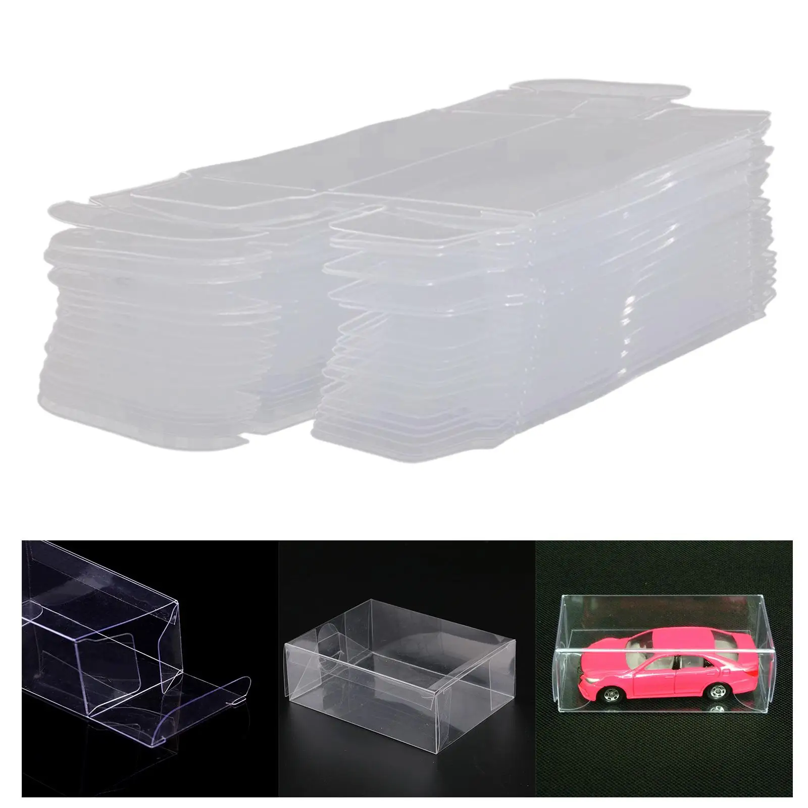 50x 1/64 Protector Clear PVC Cases 1/64 Car Toy Display Showcase for Collectibles Dolls Action Figures Toys Miniature Figurines